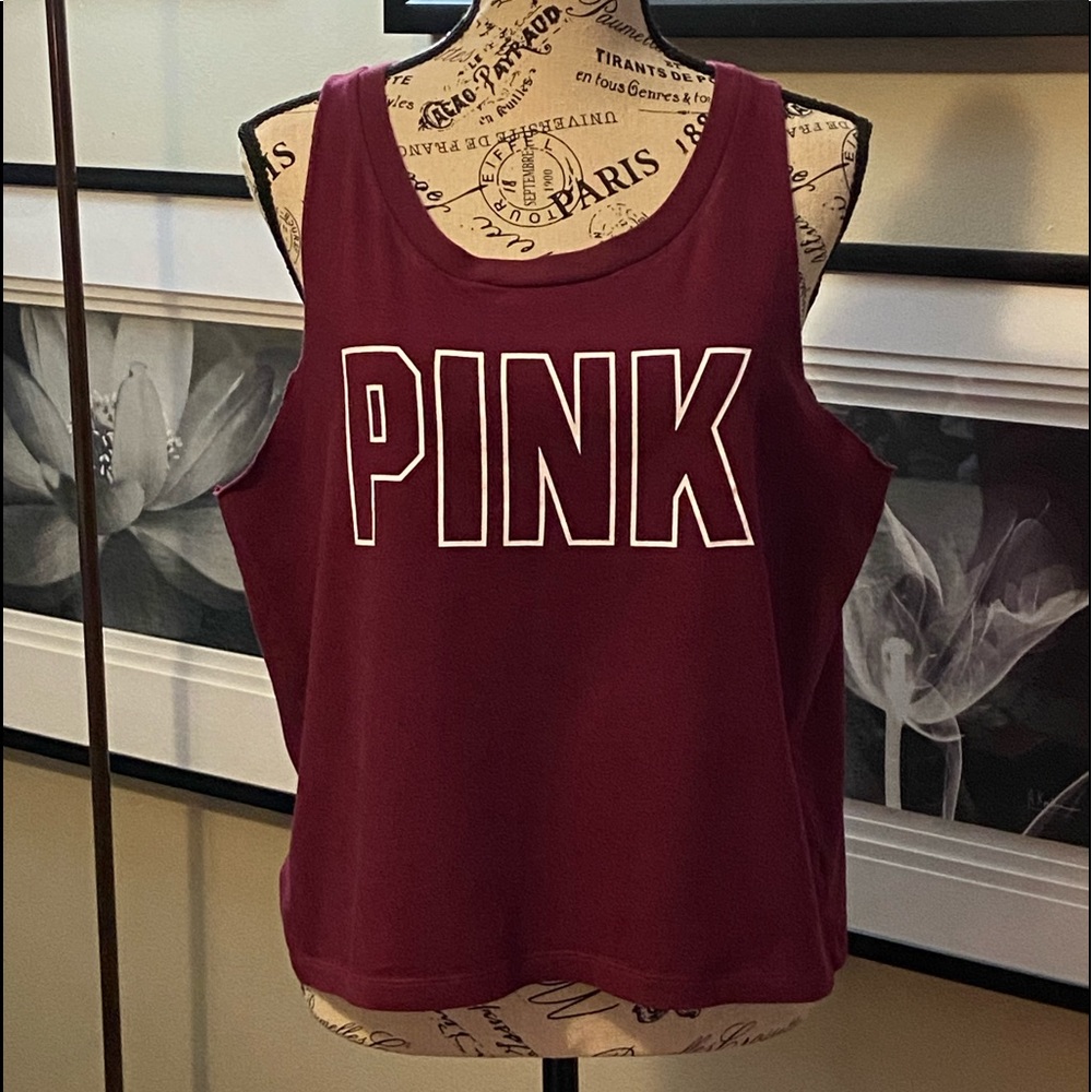 NWOT Pink By Victoria Secret Cropped Tee Large